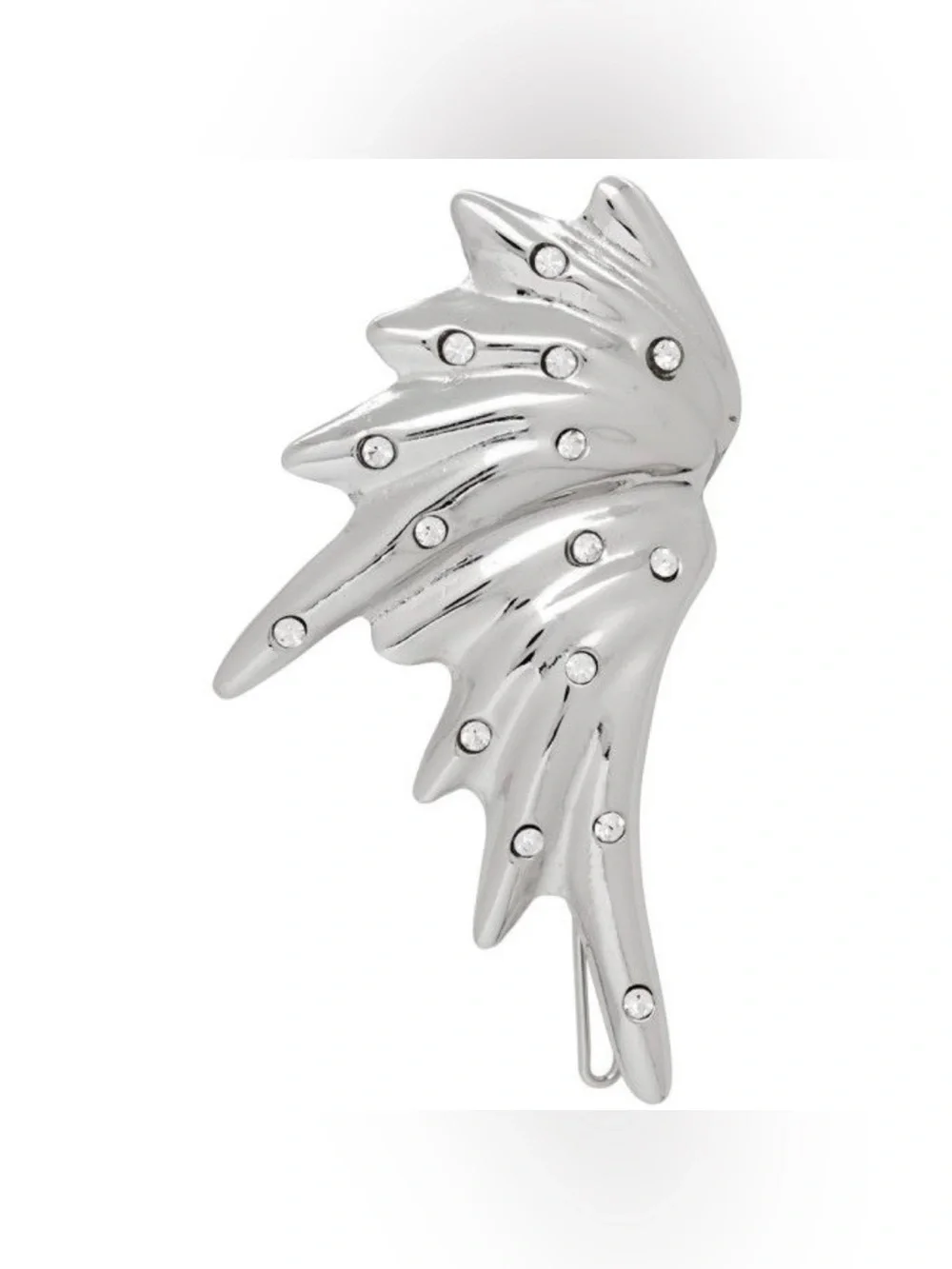 MOUNSER NY Silver Spill Rhinestone Crystal Barrette Hair Clip NWT